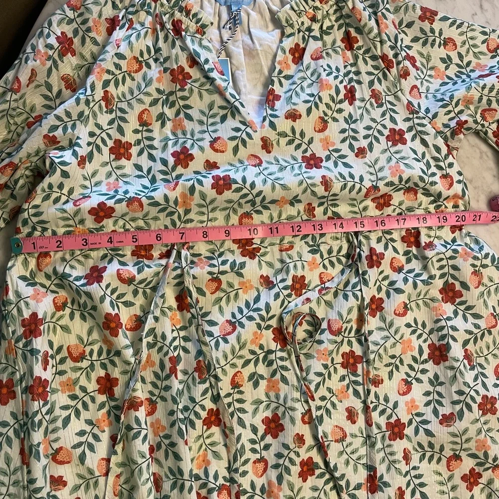 Draper James White Floral Drawstring Waist Tunic